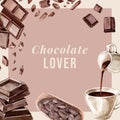 Chocolate watercolorÃÂ ingredients, making chocolate drink, illustration design